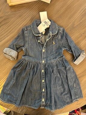 Ralph Lauren Denim Chambray Button-Front Dress in Blue